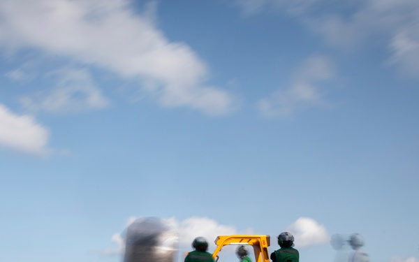 USS Gerald R. Ford (CVN 78) Conducts Replenishment-at-Sea in the Mediterranean Sea