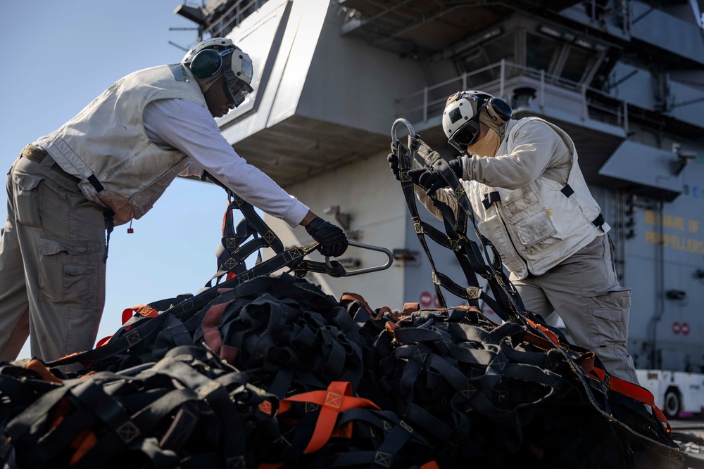 USS Gerald R. Ford (CVN 78) Conducts Replenishment-at-Sea in the Mediterranean Sea