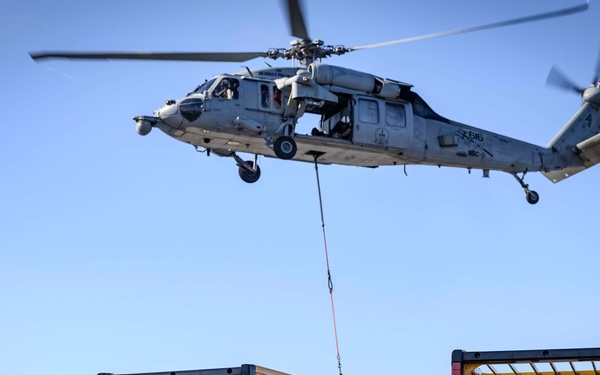 USS Gerald R. Ford (CVN 78) Conducts Replenishment-at-Sea in the Mediterranean Sea