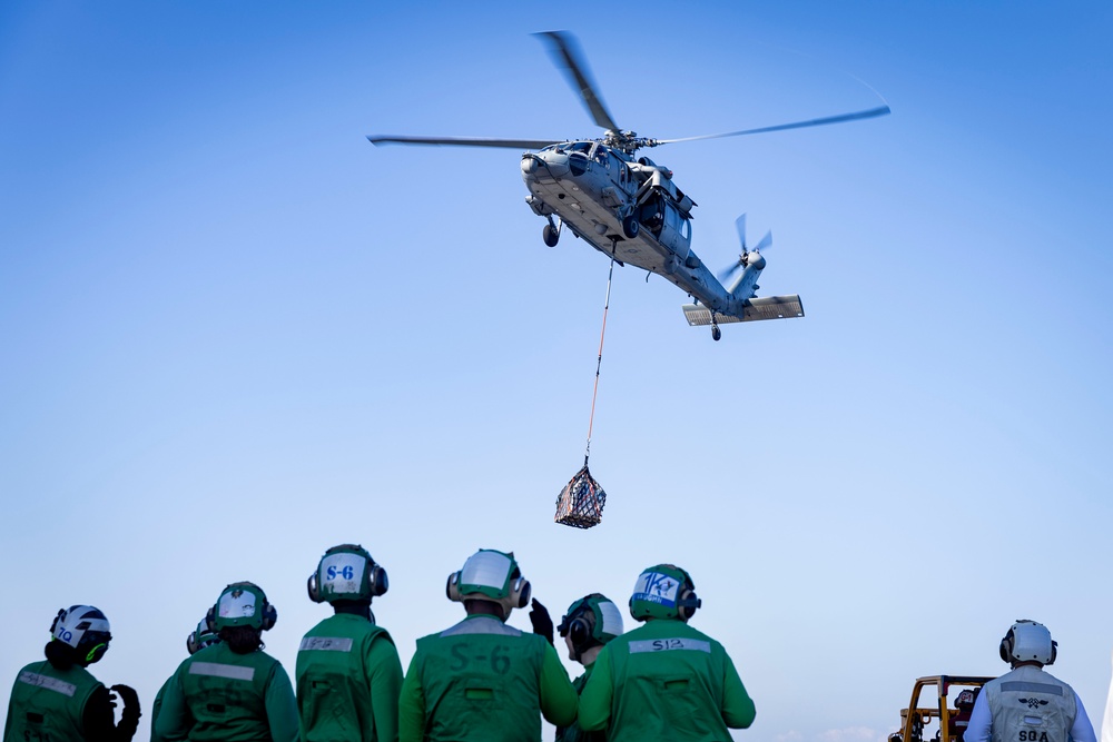 USS Gerald R. Ford (CVN 78) Conducts Replenishment-at-Sea in the Mediterranean Sea