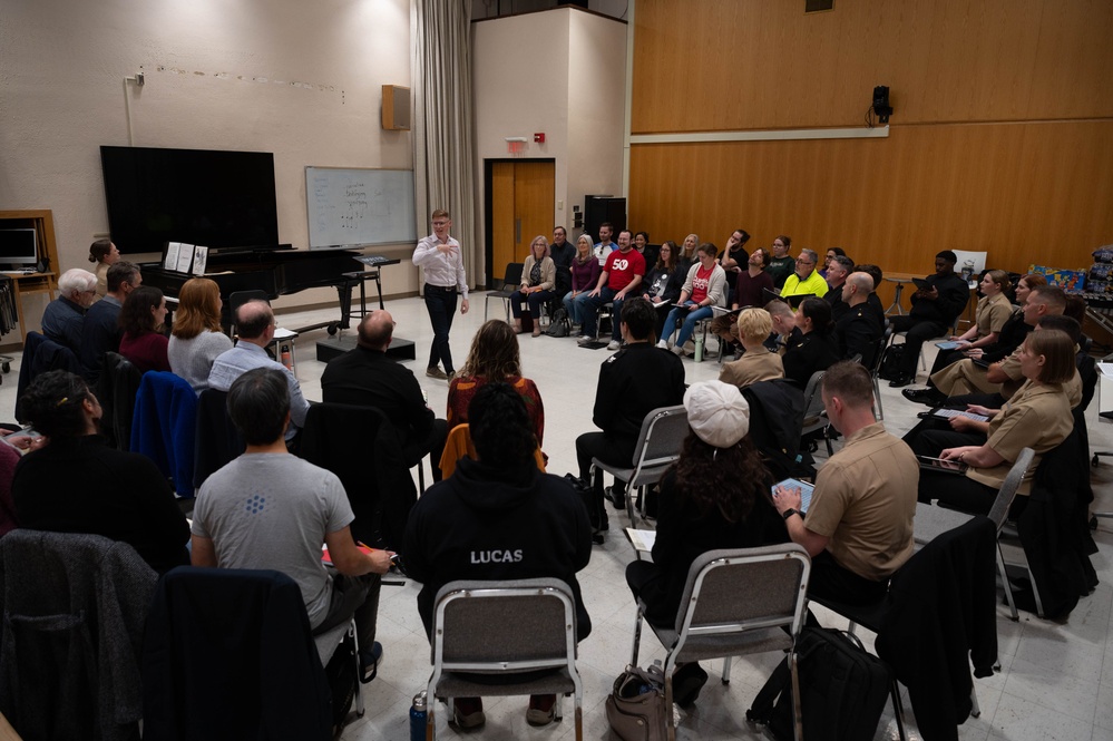 U.S. Navy Band Sea Chanters rehearse with the Mendelssohn Chorus of Philadelphia