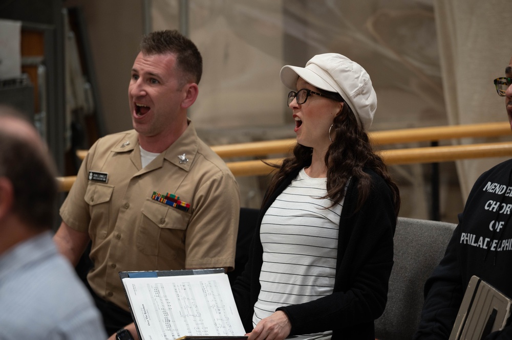 U.S. Navy Band Sea Chanters rehearse with the Mendelssohn Chorus of Philadelphia