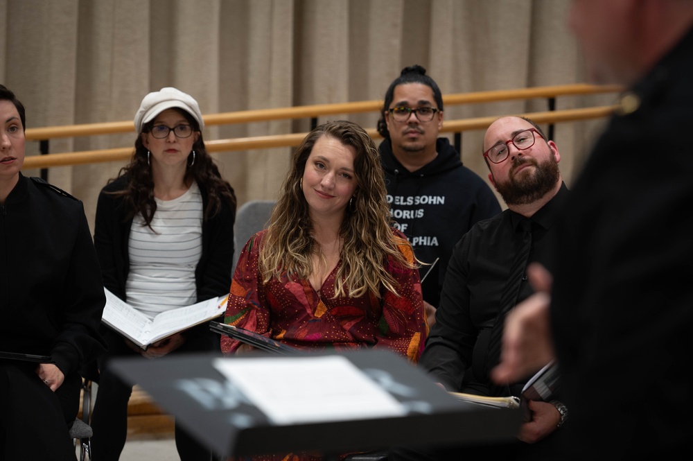 U.S. Navy Band Sea Chanters rehearse with the Mendelssohn Chorus of Philadelphia