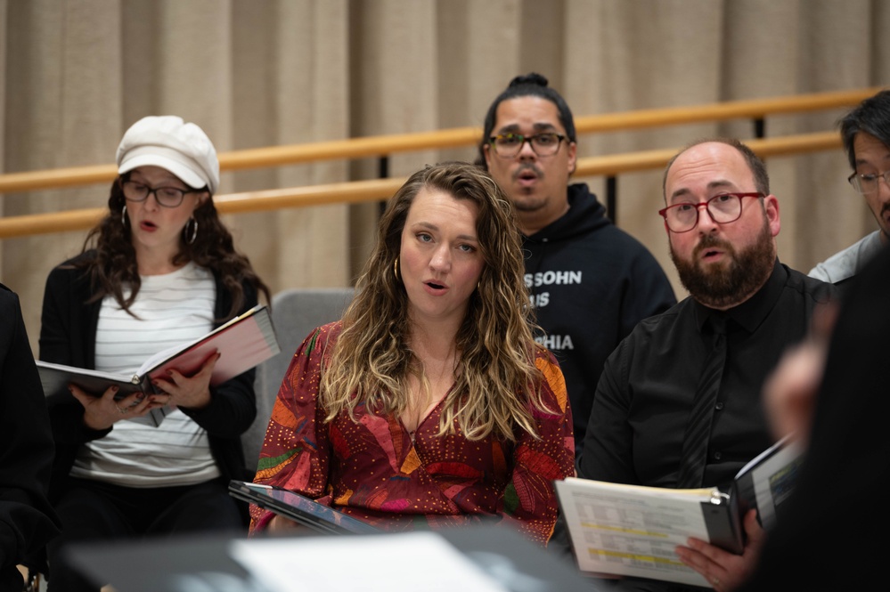 U.S. Navy Band Sea Chanters rehearse with the Mendelssohn Chorus of Philadelphia