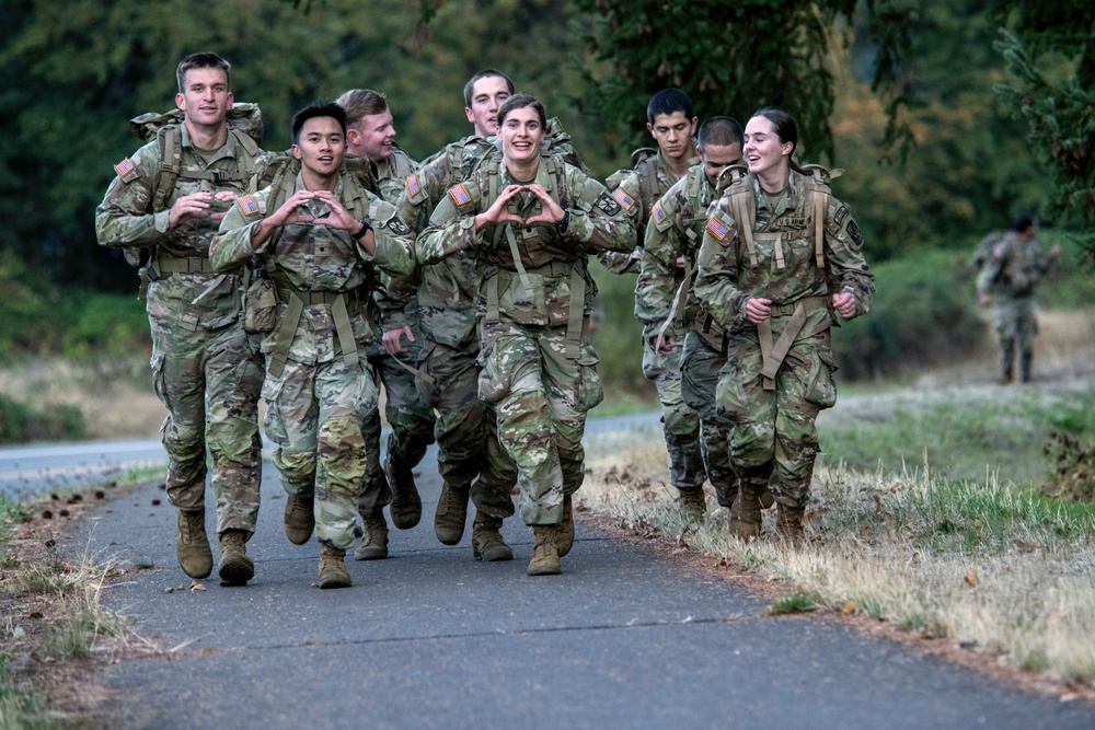 Oregon military members and ROTC students take part in the Norwegian Foot March