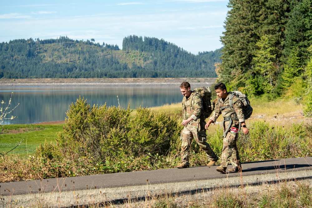 Oregon military members and ROTC students take part in the Norwegian Foot March