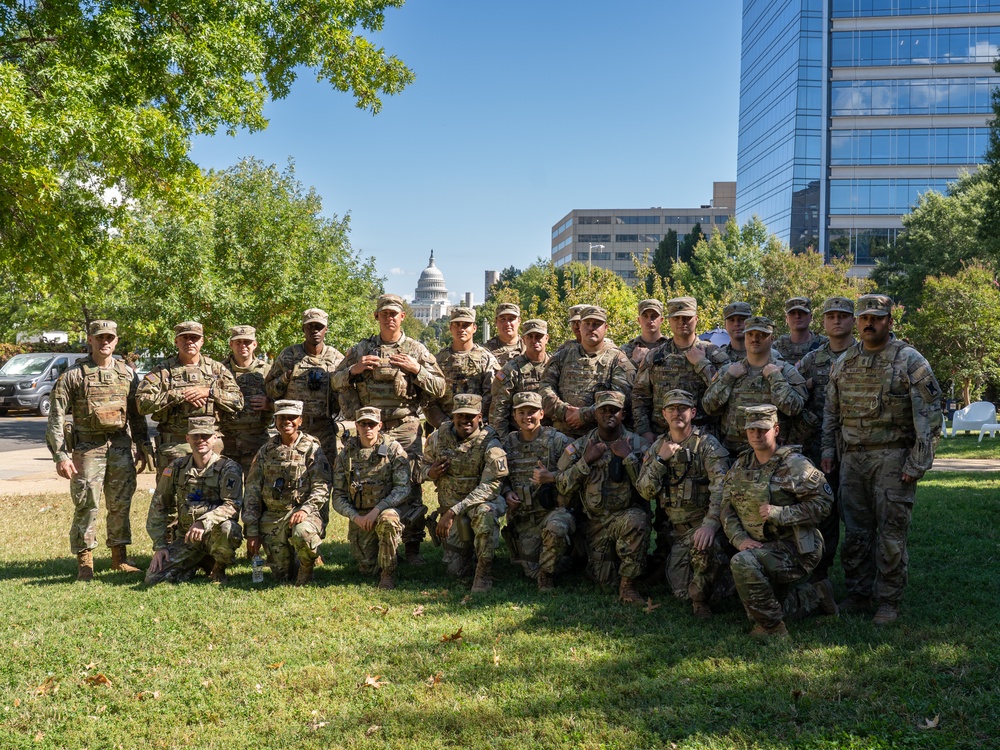 Soldiers provide a presence patrol in the National Mall Soldiers provide a presence patrol in the National Mall