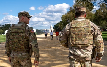 Soldiers provide a presence patrol in the National Mall