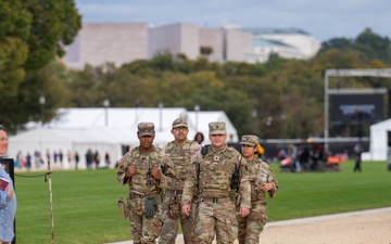 Soldiers provide a presence patrol in the National Mall
