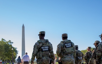 Mississippi Army National Guard Soldiers patrol the National Mall