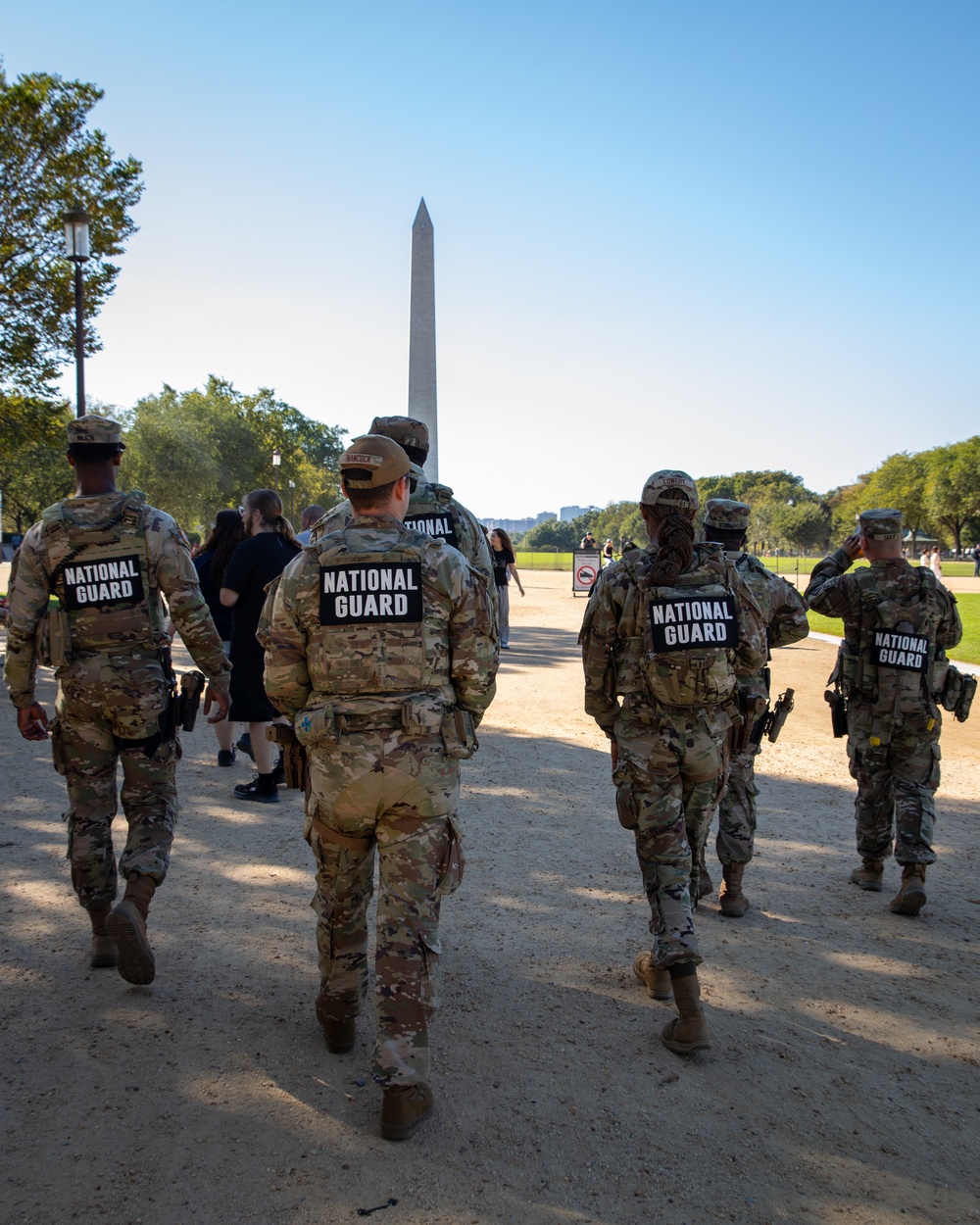 Mississippi Army National Guard Soldiers patrol the National Mall
