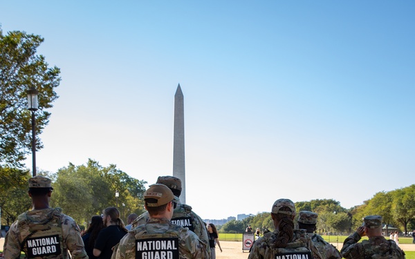 Mississippi Army National Guard Soldiers patrol the National Mall