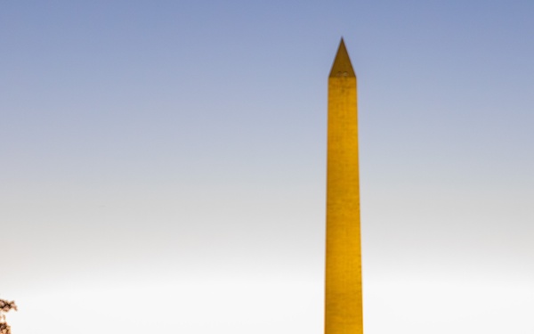 Mississippi Army National Guard Soldiers watch the sunset at the Washington Monument