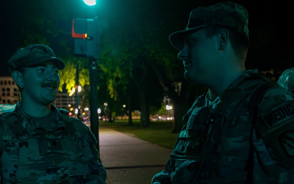 Mississippi Army National Guard Soldiers patrol Washington D.C. at night