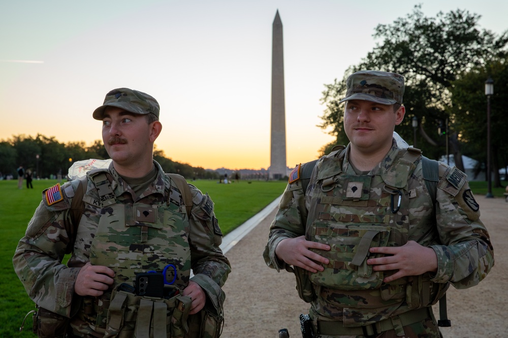 Mississippi Army National Guard Soldiers patrol on the National Mall