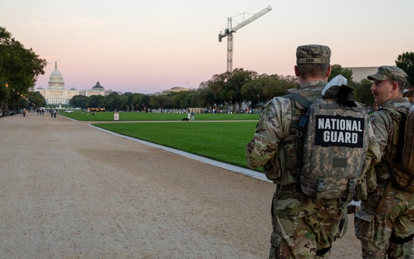 Mississippi Army National Guard Soldiers patrol on the National Mall