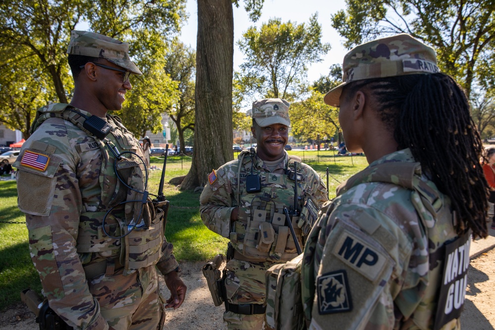 Mississippi Army National Guard Soldiers patrol on the National Mall