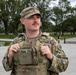 A Mississippi Army National Guard Soldier on patrol in front of the Lincoln Memorial