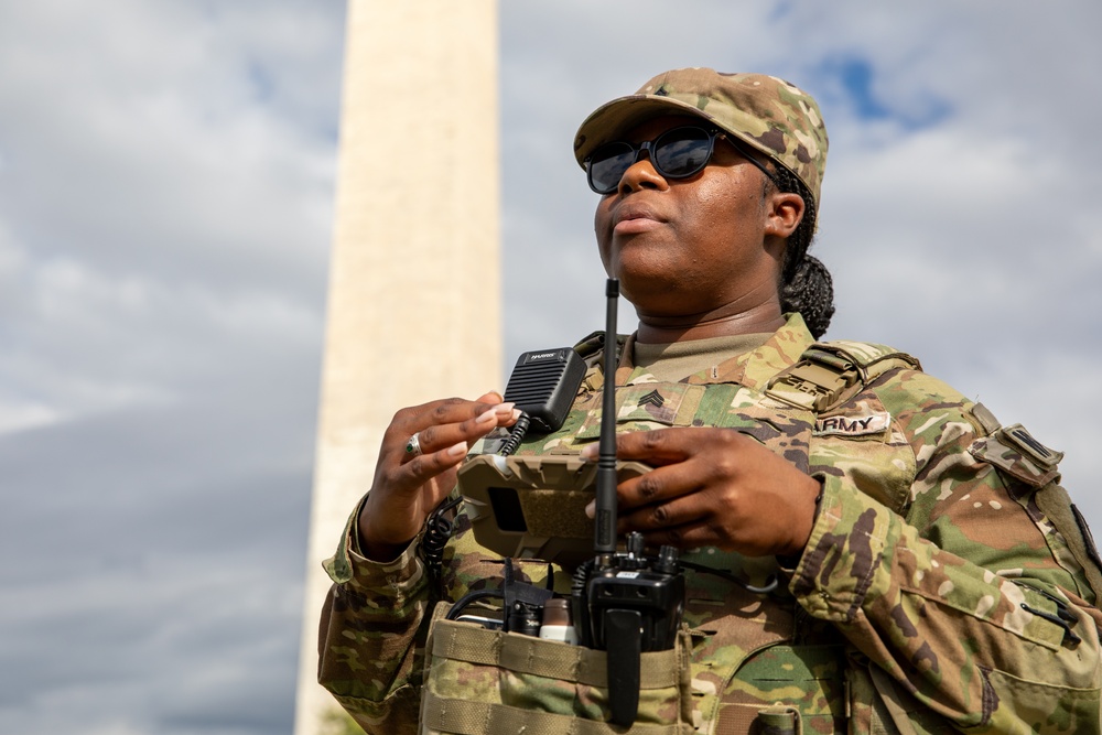 A Mississippi Army National Guard Soldier on Patrol at the Washington Monument