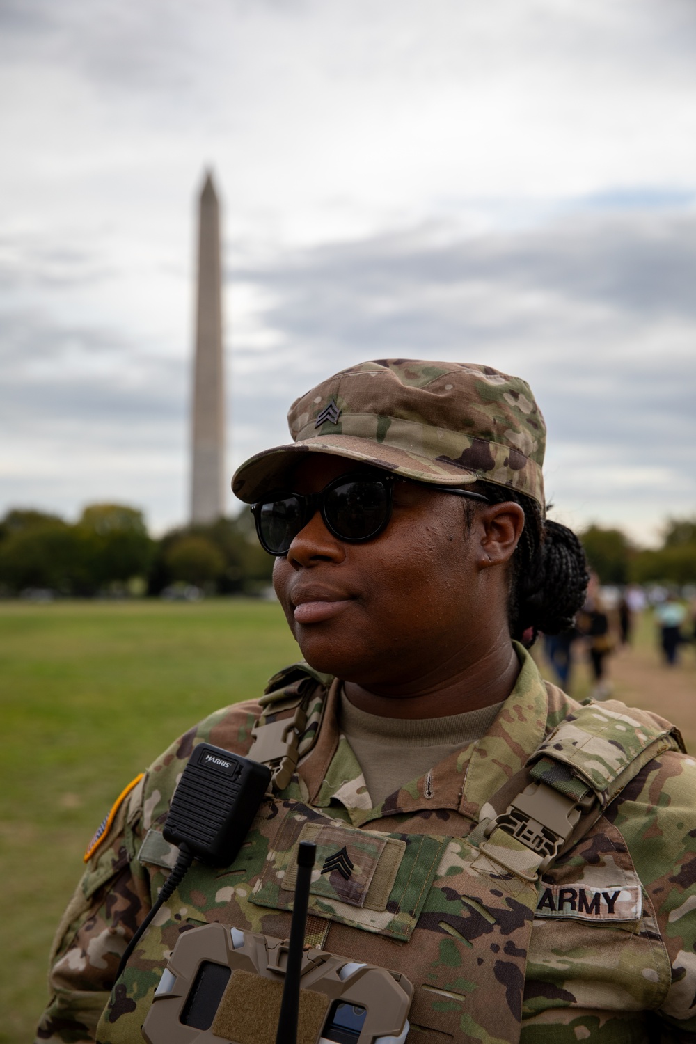 A Mississippi Army National Guard Soldier patrols on the National Mall