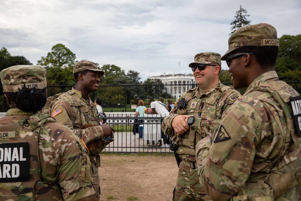 Mississippi Army National Guard Soldiers on patrol in front of the White House