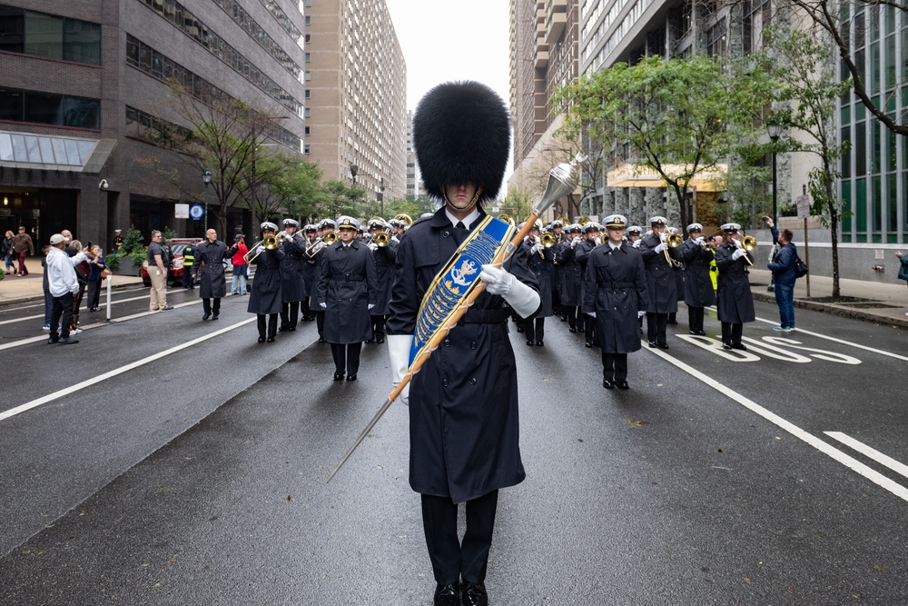 U.S. Navy Band marches in Philadelphia for Navy 250th birthday