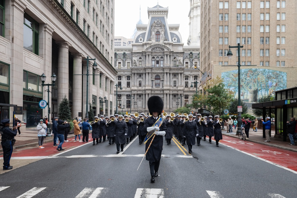 U.S. Navy Band marches in Philadelphia for Navy 250th birthday