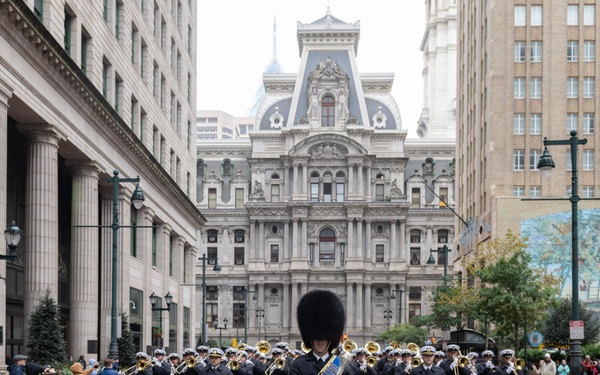U.S. Navy Band marches in Philadelphia for Navy 250th birthday