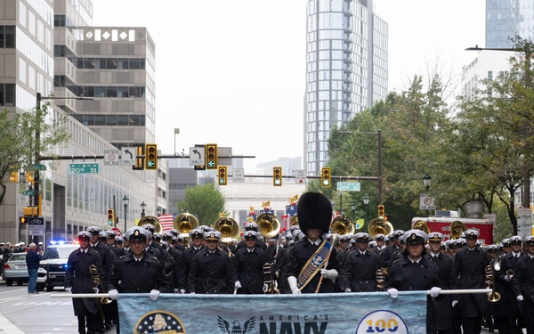 U.S. Navy Band marches in Philadelphia for Navy 250th birthday