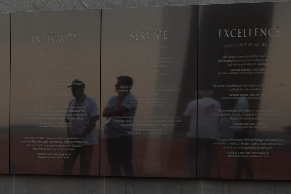 Memorial Wall Reflects Visitors Honoring Air Force Service Members