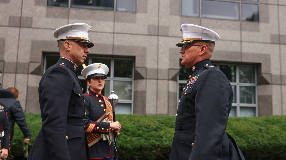 NMC 250 Philadelphia: 2nd Marine Division Band Perform During Navy and Marine Corps 250 parade
