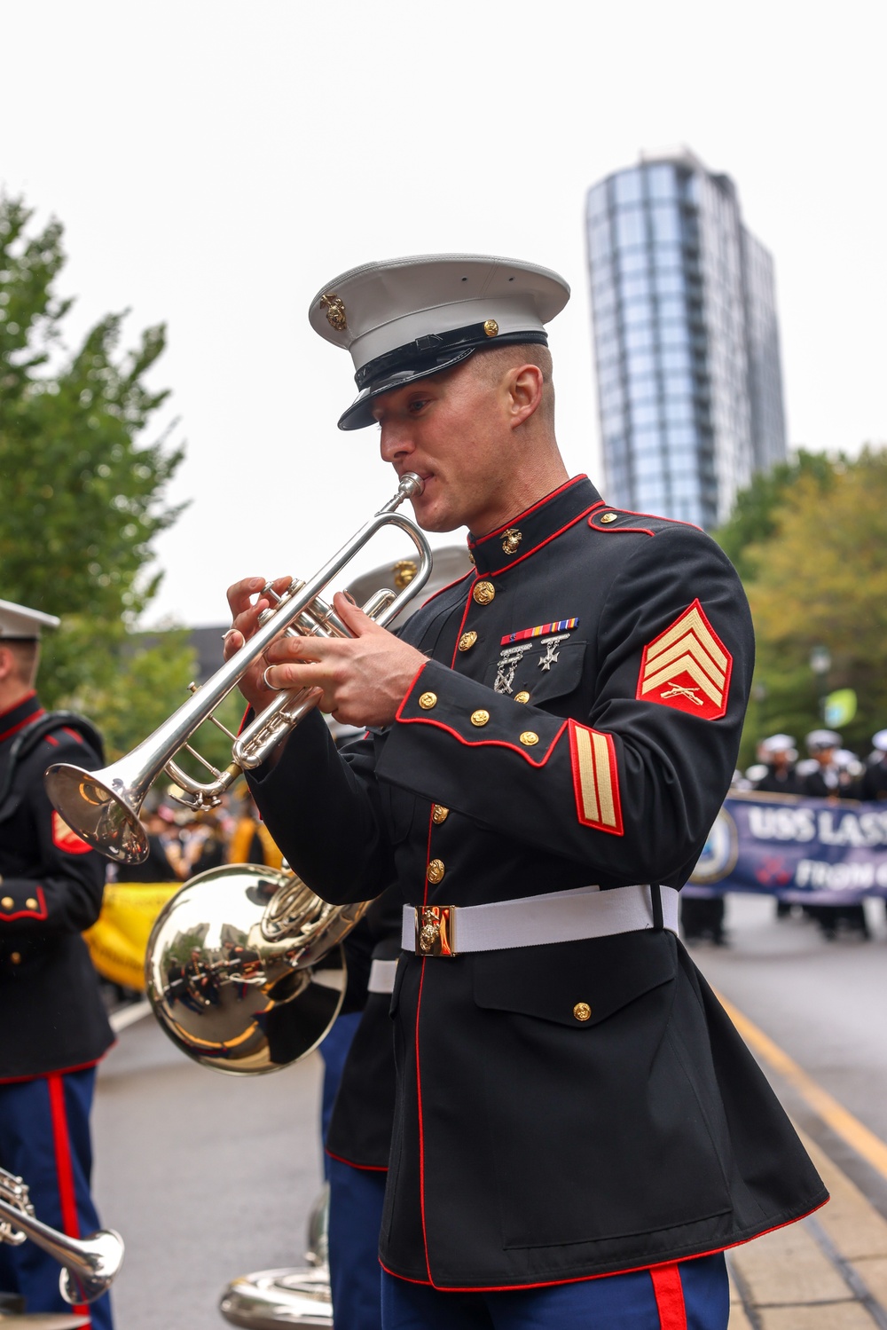 NMC 250 Philadelphia: 2nd Marine Division Band Perform During Navy and Marine Corps 250 parade