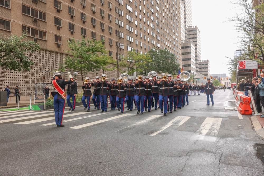 NMC 250 Philadelphia: 2nd Marine Division Band Perform During Navy and Marine Corps 250 parade