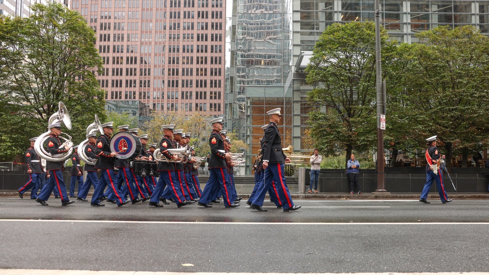 NMC 250 Philadelphia: 2nd Marine Division Band Perform During Navy and Marine Corps 250 parade
