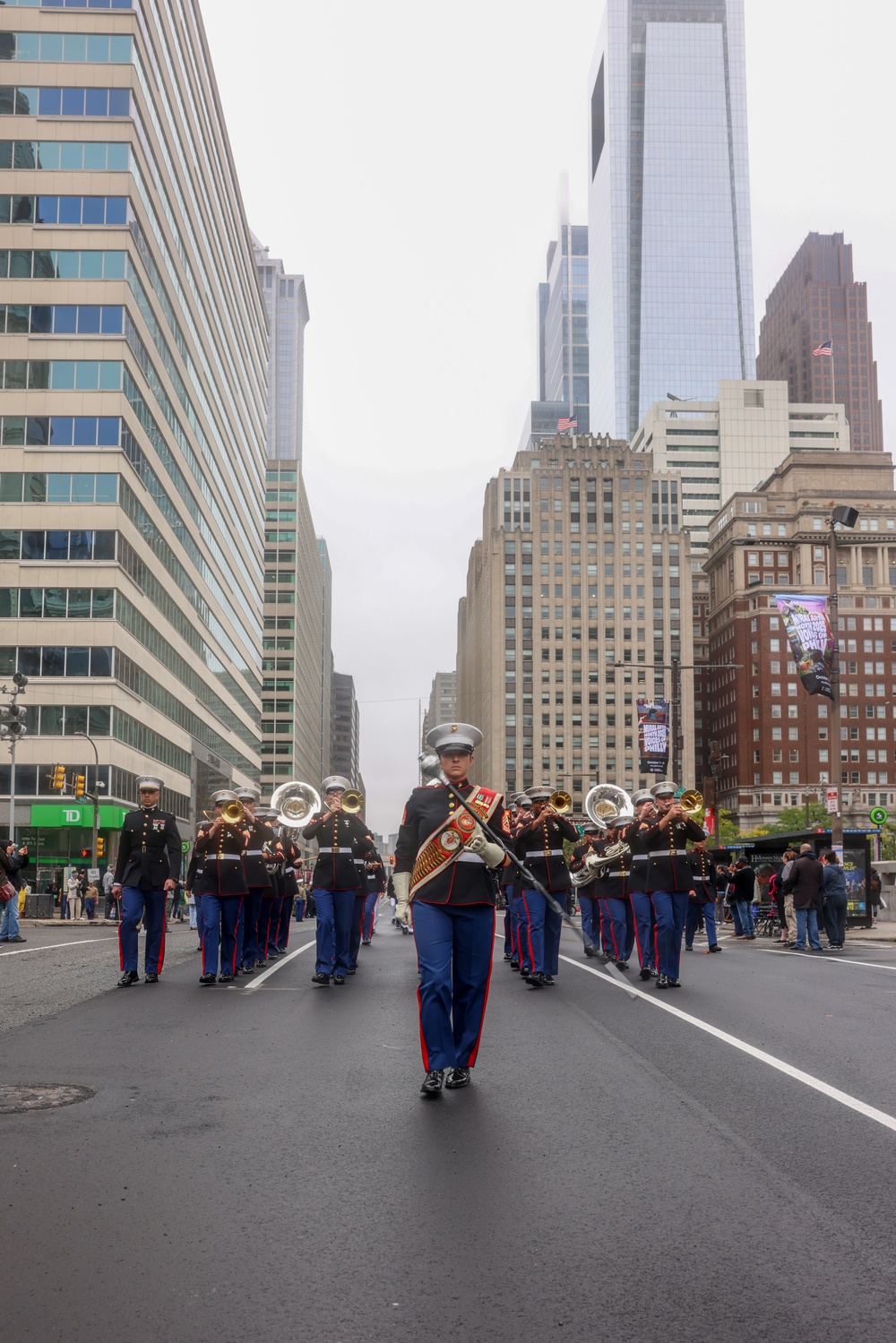 NMC 250 Philadelphia: 2nd Marine Division Band Perform During Navy and Marine Corps 250 parade