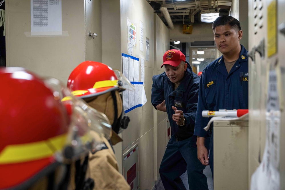 USS America (LHA 6) Conducts Damage Control Drill