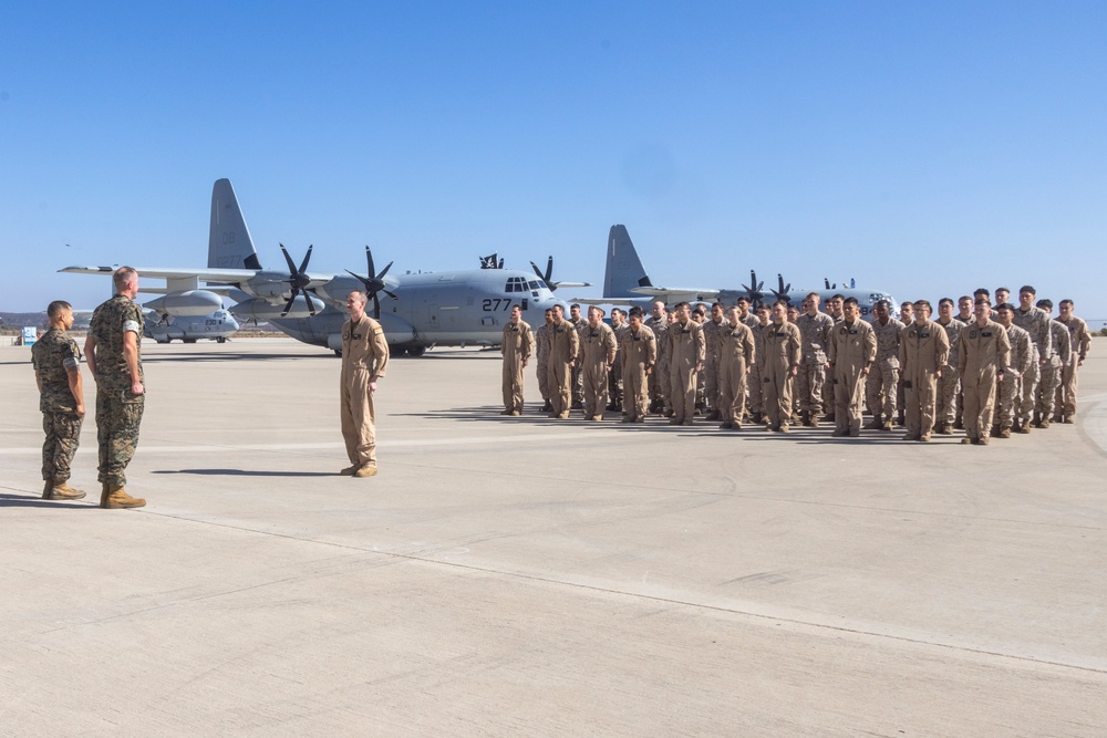 U.S. Marines with VMGR-352 return home