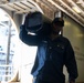 USS America (LHA 6) Conducts Stores Onload in the Hangar Bay