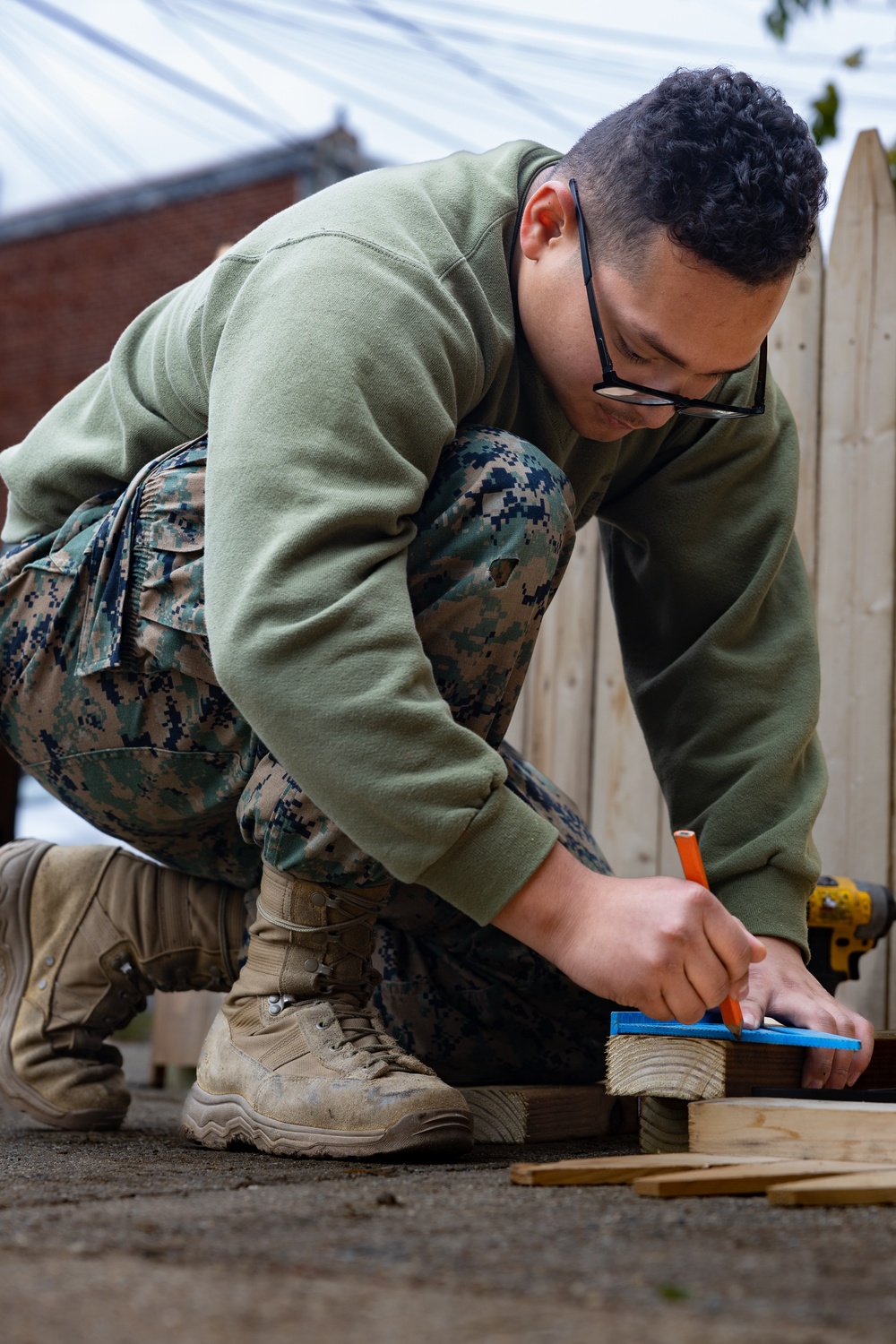 Navy and Marine Corps Volunteer with Habitat for Humanity