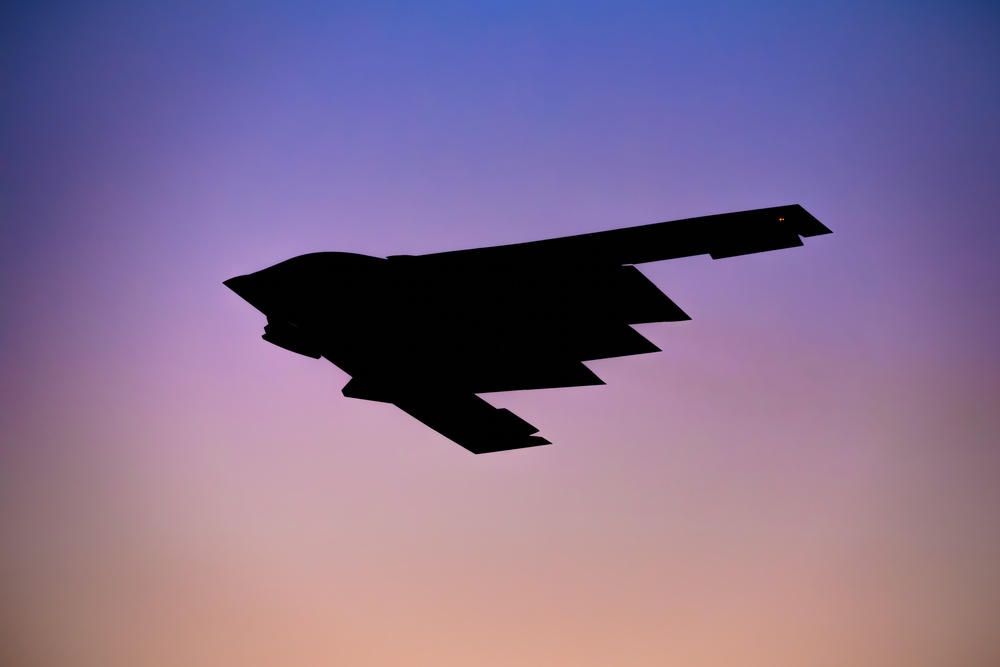 B-2 Spirit departs at sunset