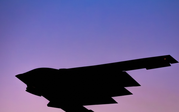 B-2 Spirit departs at sunset