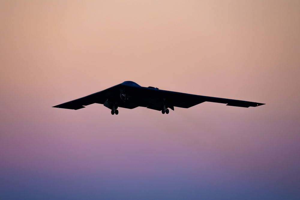 B-2 Spirit departs at sunset