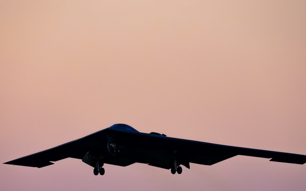 B-2 Spirit departs at sunset
