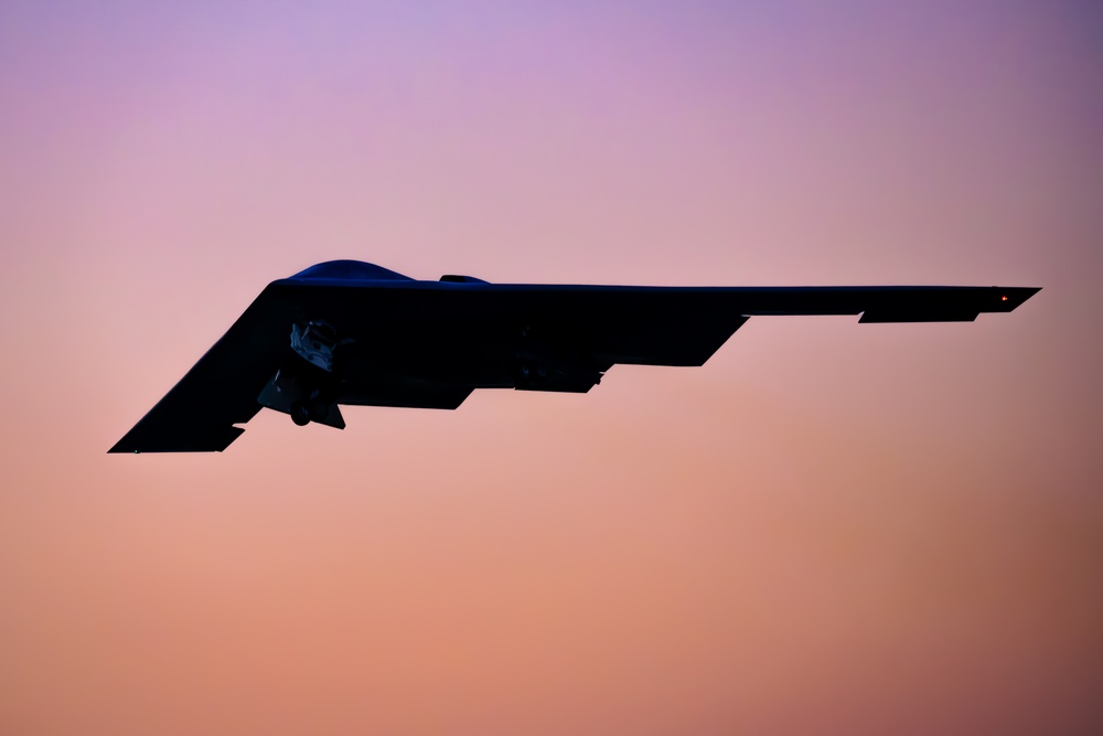 B-2 Spirit departs at sunset