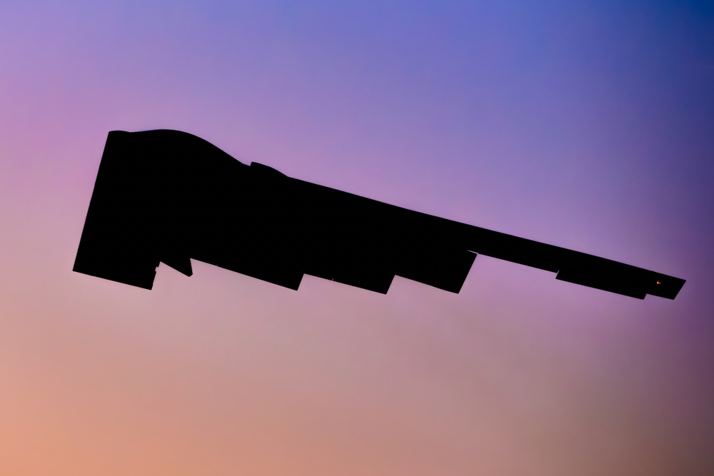 B-2 Spirit departs at sunset