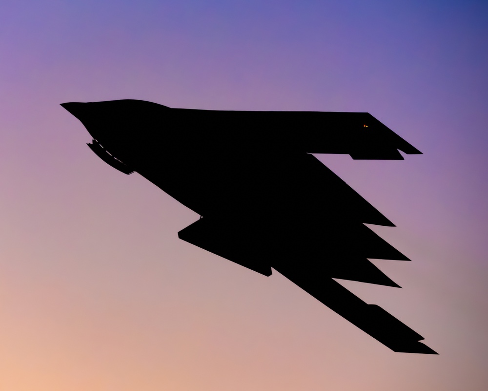 B-2 Spirit departs at sunset