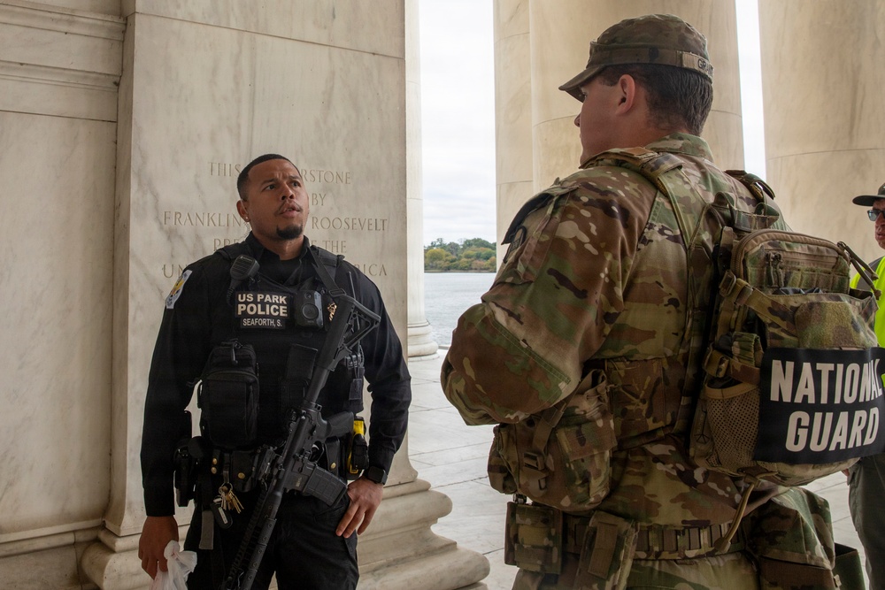 S.C. National Guard Soldiers Patrol Tidal Basin in Washington D.C.