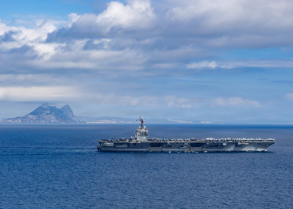 USS Gerald R. Ford (CVN 78) Transits the Strait of Gibraltar USS Gerald R. Ford (CVN 78) Transits the Strait of Gibraltar