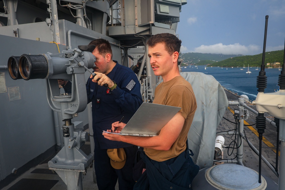 USS Iwo Jima Sailors Main Their Posts During Sea and Anchor Evolution USS Iwo Jima Sailors Main Their Posts During Sea and Anchor Evolution