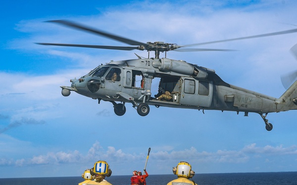 USS Iwo Jima Conducts Replinishment at Sea